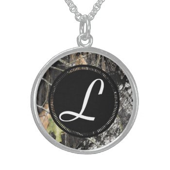 Sterling Silver Camo Monogrammed Necklace by SweetBees at Zazzle
