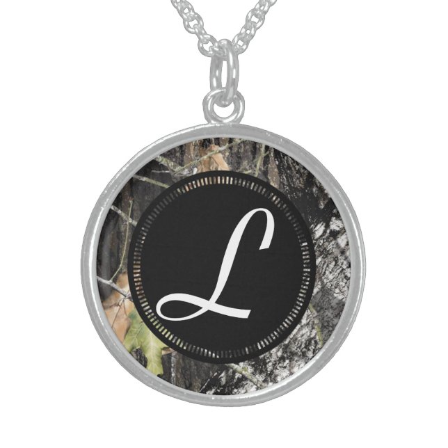 Sterling Silver Camo Monogrammed Necklace (Front)