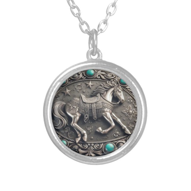 Sterling Silver Country Western Horse Necklace (Front)