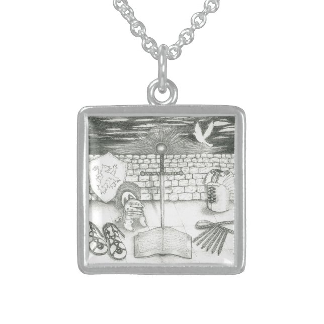 Sterling Silver-Framed Armor Necklace (Front)