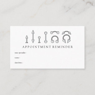 Sterling Silver Jewelry Appointment Body Piercing Business Card