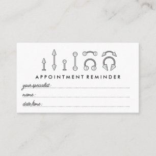 Sterling Silver Jewelry Appointment Body Piercing Business Card
