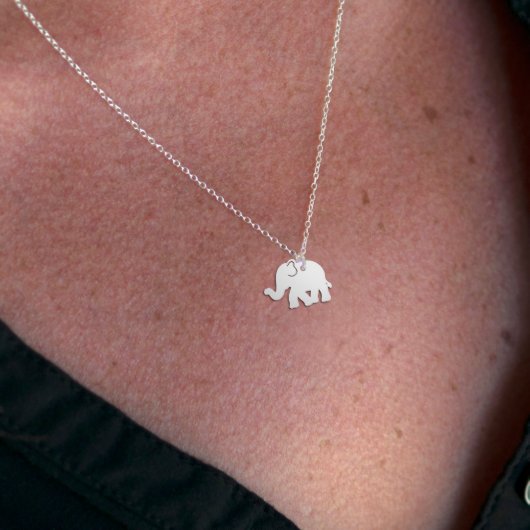Sterling Silver Lucky Elephant Necklace (Front Left)