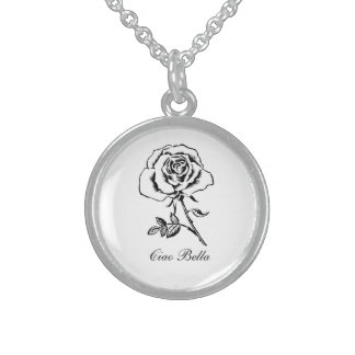 Sterling Silver Necklace "Ciao Bella" w/ rose