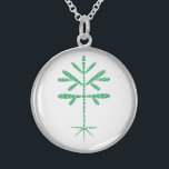Sterling Silver Necklace with Green Sapling<br><div class="desc">Sterling silver 1" diameter pendant with a green chevron sapling on a 16" sterling chain with a 2" extender.
Charm also available in 0.75" version.</div>