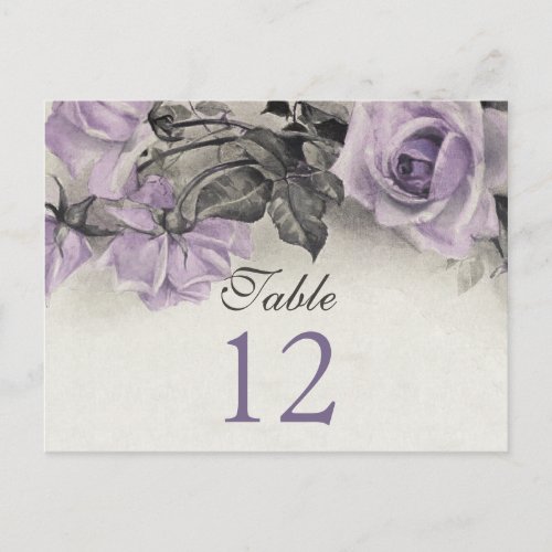 Sterling Silver Purple Rose Wedding Table Cards