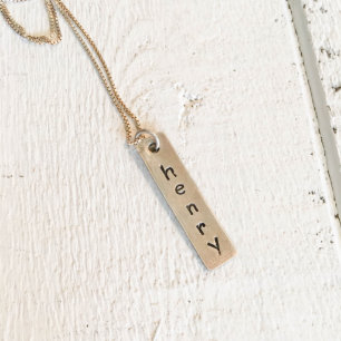 Sterling Silver Rectangle Pendant Necklace