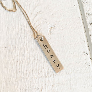 Sterling Silver Rectangle Pendant Necklace