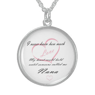 Sterling Silver Round Locket/Nana Sterling Silver Necklace