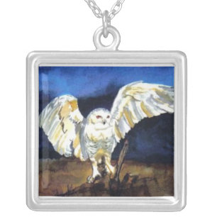 Sterling Silver Snowy Owl Necklace