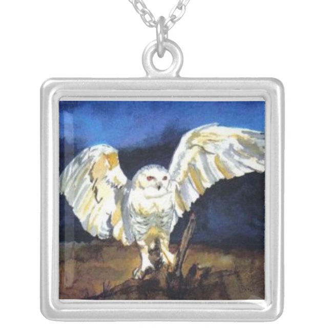 Sterling Silver Snowy Owl Necklace (Front)