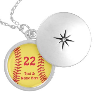 Sterling Silver Softball Necklace, Name, Number Sterling Silver Necklace