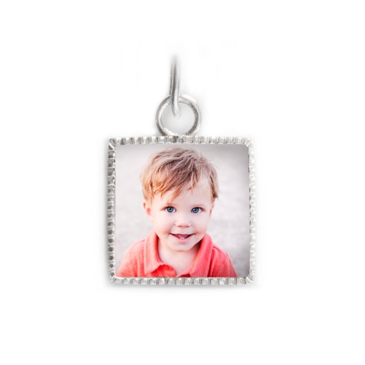 Sterling Silver Square Photo Charm With Bangle (Front)