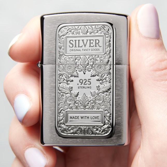 Sterling Silver Victorian Scrollwork Bullion Zippo Lighter (In Hand)