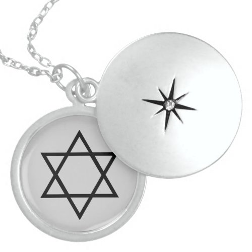sterling star of david brite blue  on white sterling silver necklace