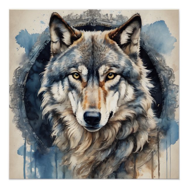 Sterling the Grey Wolf Art Poster (Front)