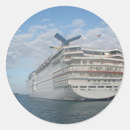 Stern Of The Carnival Sensation Cruise Ship Classic Round Sticker