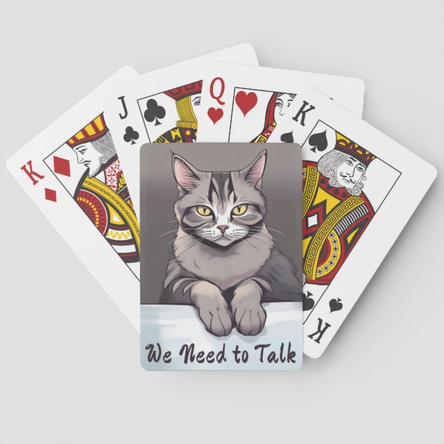 Stern Tabby Cat Demands a Serious Talk Poker Cards (Back)