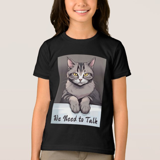 Stern Tabby Cat Demands a Serious Talk Tri-Blend Shirt (Front)