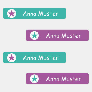 Stern - turquoise purple - 96 narrow children labels