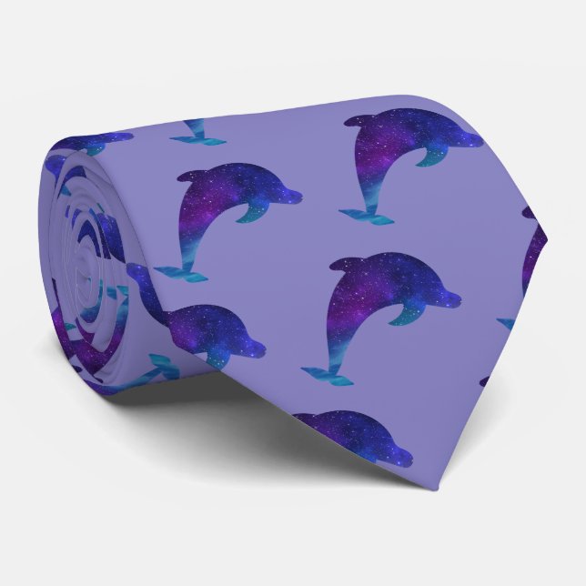 Sterne Galaxis Delphin Stars Galaxy Dolphin Neck Tie (Rolled)
