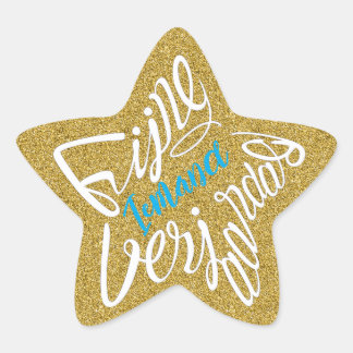 Sterrenvormige 'Fijne verjaardag' Star Sticker