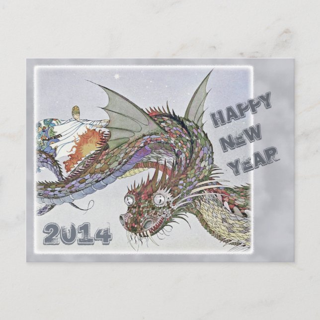 Sterrett Dragon CC0336  Happy New Year Holiday Postcard (Front)