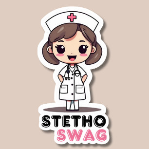 Stetho Swag Kawaii Style Nurse Waterproof Sticker