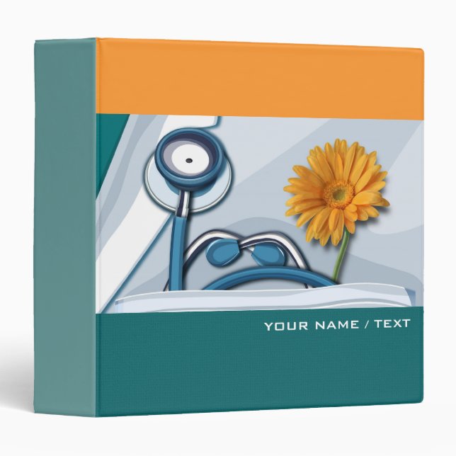 Stethoscope and Daisy Nurse Appreciation Gift Binder (Front/Spine)