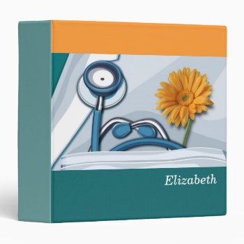 Stethoscope And Daisy Nurse Appreciation Gift Binder by artofmairin at Zazzle