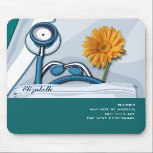 Stethoscope and Daisy Nurse Appreciation Gift Mouse Pad