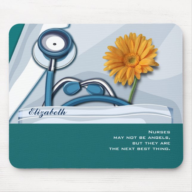 Stethoscope and Daisy Nurse Appreciation Gift Mouse Pad (Front)