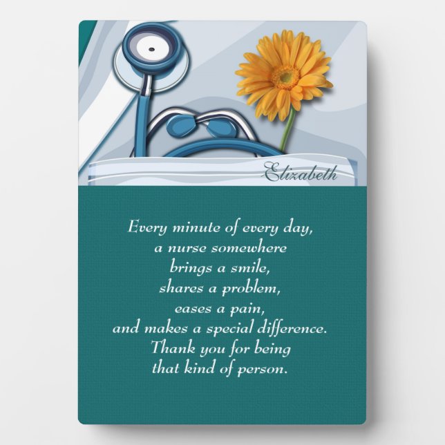 Stethoscope and Daisy Nurse Appreciation Gift  Plaque (Front)