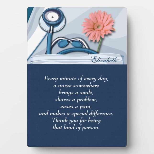 Stethoscope and Daisy Nurse Appreciation Gift  Plaque (Front)