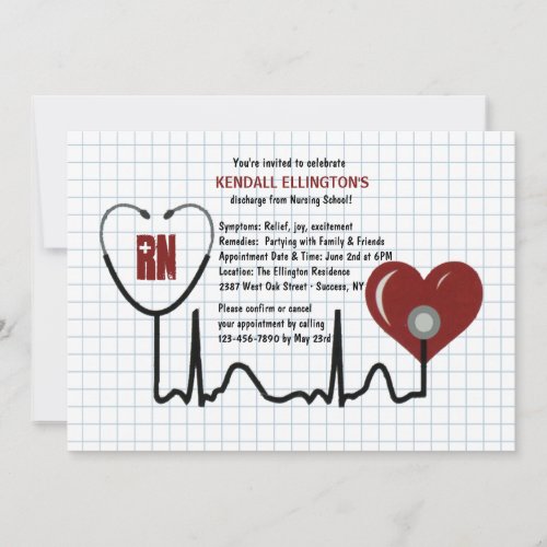 Stethoscope and Heart Graduation Invitation