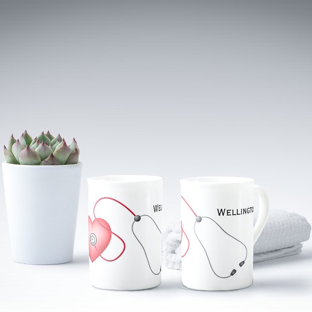 Stethoscope And Heart Personalized Bone China Mug (Creator Uploaded)