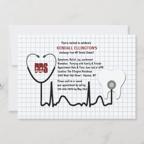 Stethoscope and Tooth Graduation Invitation