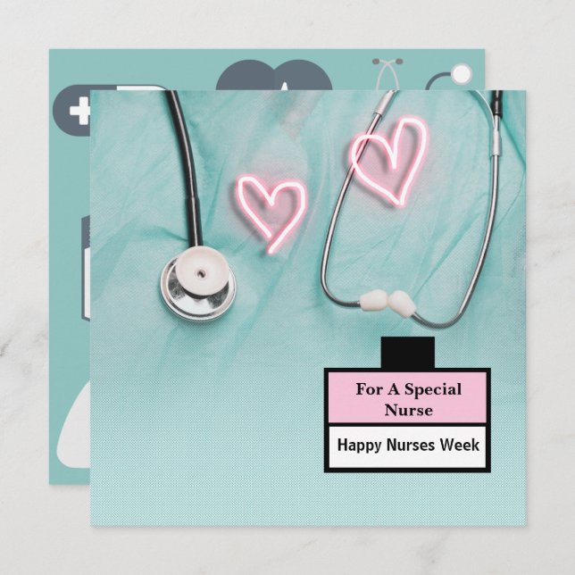  Stethoscope And Uniform  Happy Nurses Week Holiday Card (Front/Back)