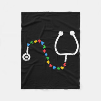 Stethoscope Autism Awareness Medical Rn Nurse Doct Fleece Blanket