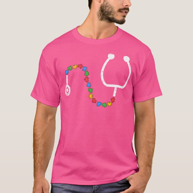 Stethoscope Autism Awareness Medical Rn Nurse Doct T-Shirt (Front)