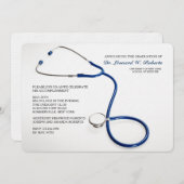 Stethoscope Blue Medical School Graduation Invites (Front/Back)