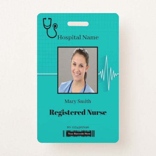 Stethoscope Cardio Heartbeat Medical Photo ID Badge