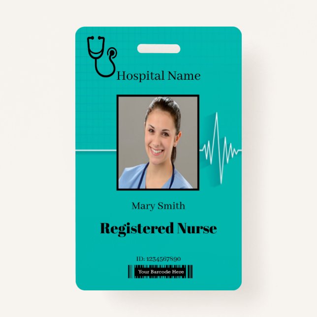 Stethoscope Cardio Heartbeat Medical Photo ID Badge (Front)