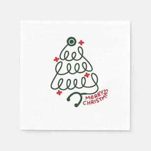 Stethoscope Christmas Tree Lights Nursing Scrubs  Napkins