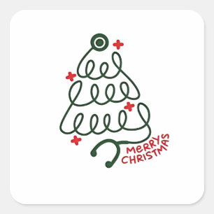 Stethoscope Christmas Tree Lights Nursing Scrubs  Square Sticker