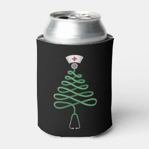 Stethoscope Christmas Tree Nurse Scrub Xmas Can Cooler