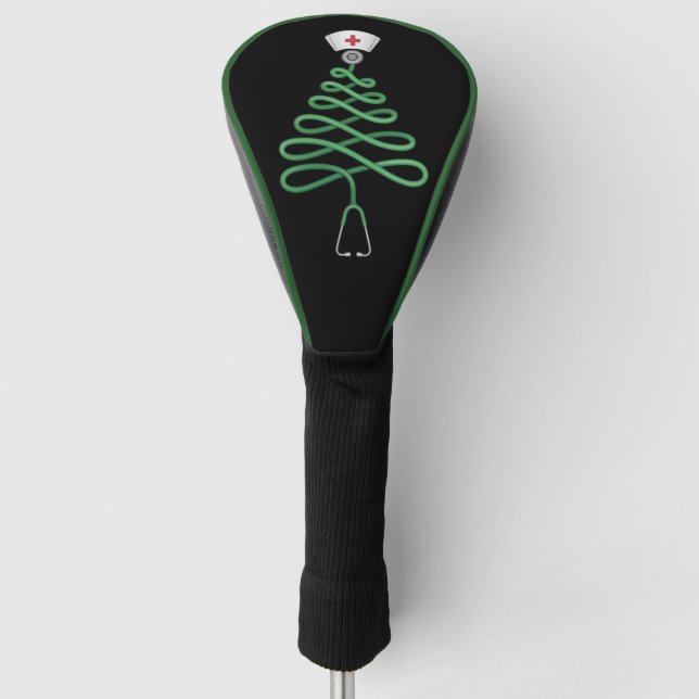 Stethoscope Christmas Tree Nurse Scrub Xmas  Golf Head Cover (Front)
