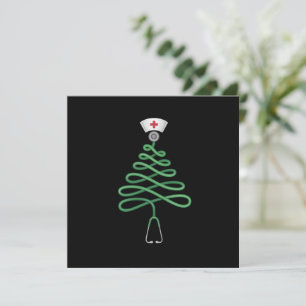 Stethoscope Christmas Tree Nurse Scrub Xmas Invitation