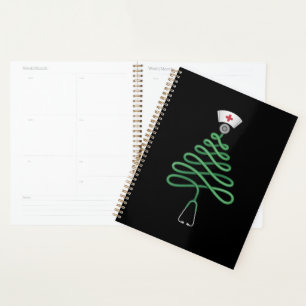 Stethoscope Christmas Tree Nurse Scrub Xmas  Planner