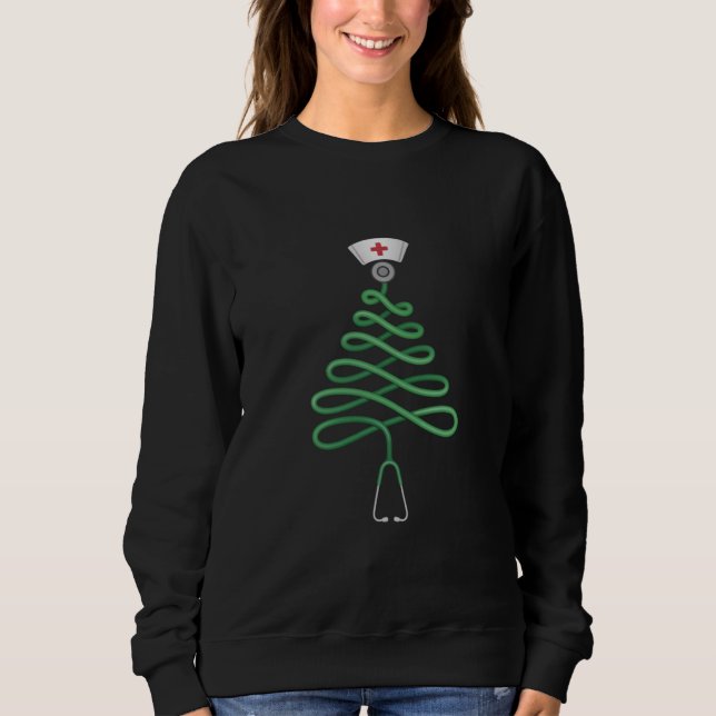 Stethoscope Christmas Tree Nurse Scrub Xmas  Sweatshirt (Front)